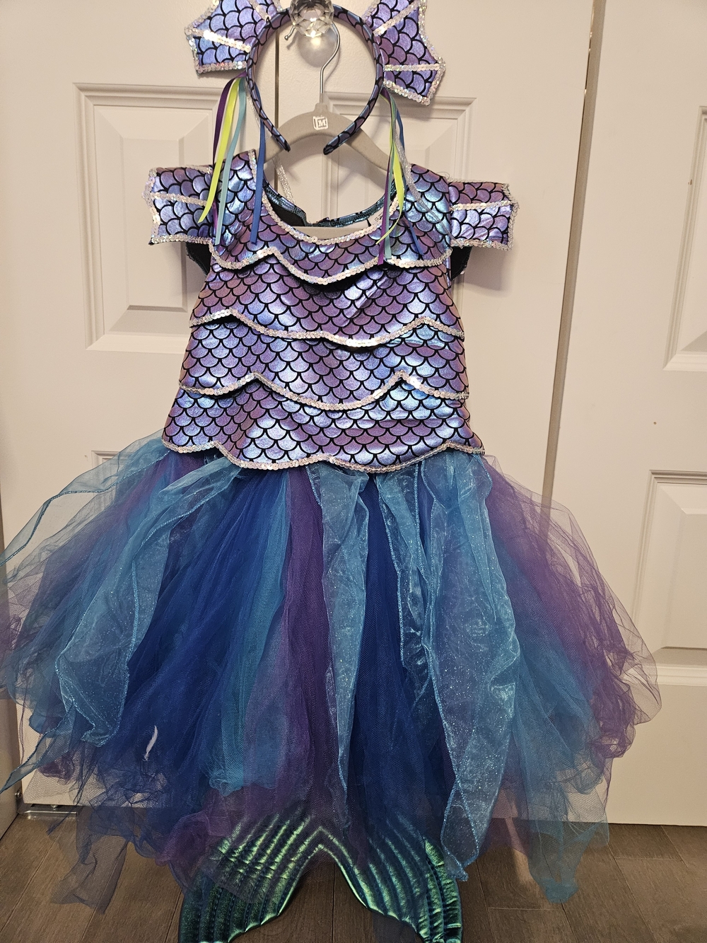Mermaid Costume Dress with Headband Size 7/8